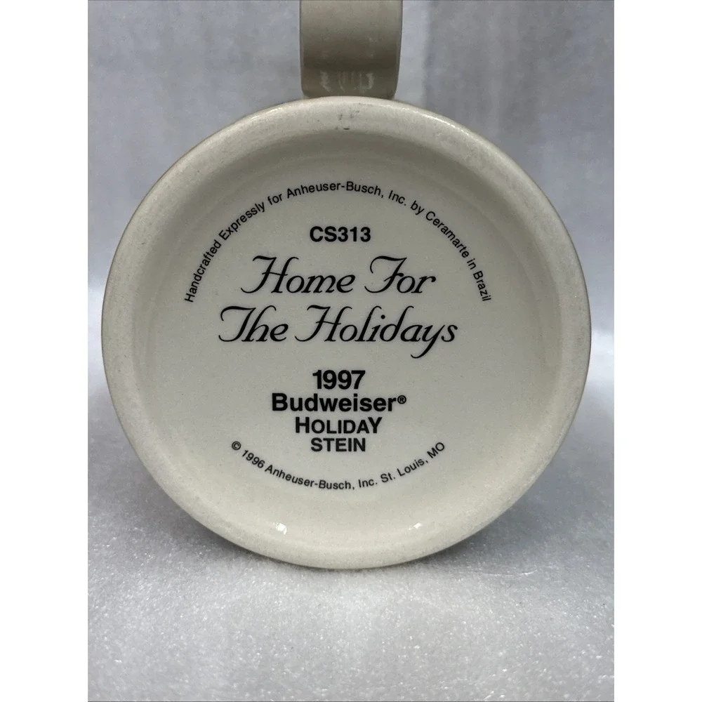 1997‎ Budweiser Holiday Stein Home For The Holidays Ceramic Collectible